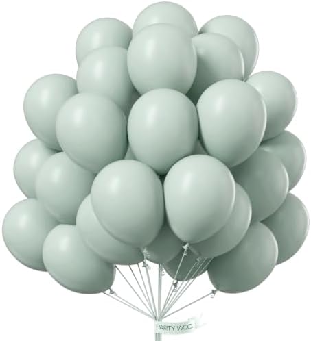PartyWoo Dusty Green Balloons 50pcs Sage Olive Eucalyptus Green Boho Color by PartyWoo