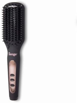 L'ANGE HAIR Le Vite Straightening Brush | Heated Hair Tool for Smoother, Frizz-Controlled Look | Dual-Voltage Hot Brush Straightener for Effortless Styling & Shine | Ceramic Standard Size (Black) by LANGEHAIR