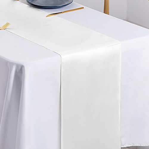SiinvdaBZX 12 Pcs White Satin Table Runner 12 x 108 inches Long - Image 6