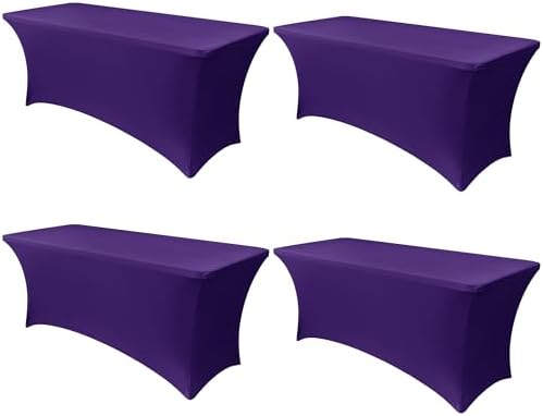 Obstal 6ft Stretch Spandex Table Cover, 4 Pack, Dark Purple by Obstal