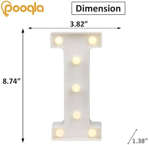 Pooqla LED Marquee Letter Lights, Warm White and Cool White Decorative Lighted Letters, Light Up Alphabet Letters for Boys Girls, Party, Wedding, Bar, Night Light, Birthday Decoration, Letter I - Image 5