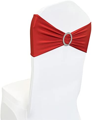 Spandex Chair Sashes Bands 100PCS Stretch Chair Ties Bows with Buckle Slider for Wedding Party Banquet Decoration (Red)… - Image 5