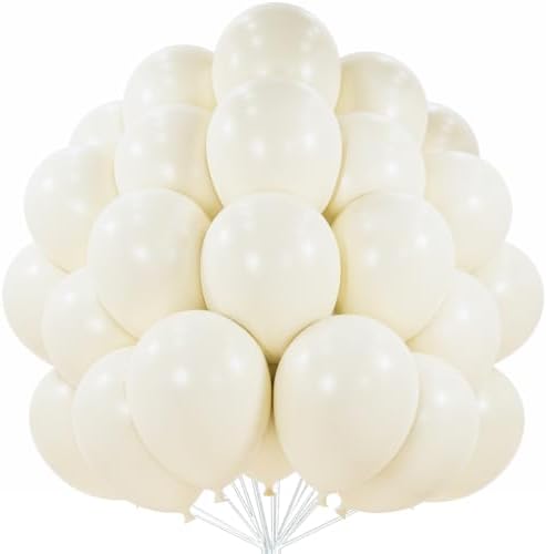 PartyWoo Beige Balloons 50pcs Cream Ivory White Balloons 12 Inch by PartyWoo