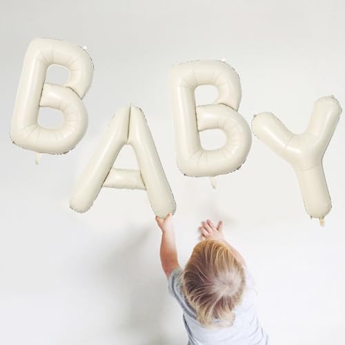 40 Inch Beige BABY Balloon for Baby Shower, Large Cream White Baby Foil Balloons Letters with Ribbon, Neutral Ivory Alphabet Baby Mylar Balloon Banner Sign for Gender Reveal Backdrop Party Decorations - Image 6