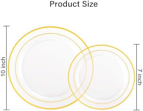 I00000 102 Pcs Clear Gold Plastic Plates, Premium Disposable Party Plates - Image 4