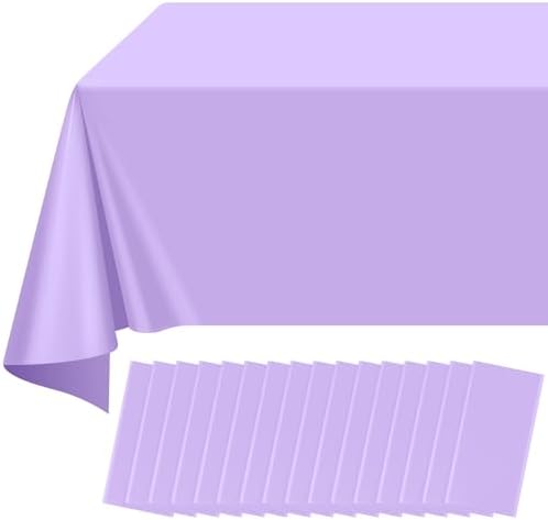 16 Pack Light Purple Plastic Tablecloth for Rectangle Tables, Premium Decorative Lavender Disposable Table Cloths for Parties, Rectangle Party Table Cover for Birthday Wedding Baby Shower, 54x108 Inch by RAGNHILD