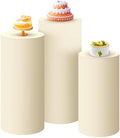 SaitiMade Set of 3 - Beige Cylinder Pedestal Stand Covers by SaitiMade