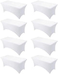 8-Pack Premium White Spandex Tablecloths for 6ft Rectangle Tables by DailySet