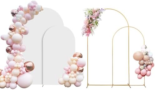 SuuWoee Wedding Arch Backdrop Stand Set of 2 With White Cover (7.2FT+6FT) by SuuWoee