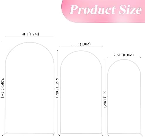 Wokceer Wedding Arch Backdrop Stand 7.2FT,6.6FT,6FT White Metal Arch Stand - Image 2