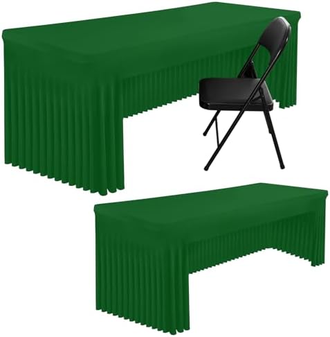 Smiry 2 Pack Spandex Open Back Tablecloth,Elastic Fitted Stretch Tablecloth for 6FT Rectangle Tables,Waterproof Washable Table Cover Skirt for Wedding, Banquet (Emerald Green, 72Lx30Wx30H Inch) by Smiry