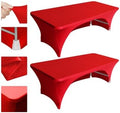Eurmax USA 2-Pack Spandex Table Cover 8 ft. Fitted 30+ Colors Polyester Tablecloth Stretch Spandex Table Cover-Table Toppers,8 FT Table Cover Open Back (Red) by Eurmax