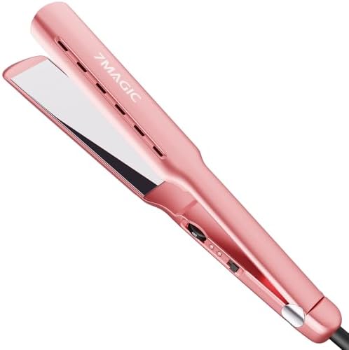 7MAGIC Nano Titanium 1.7" Flat Iron Hair Straightener for Thick Hair, Pink by 7MAGICSevenMagicOneSmartLife