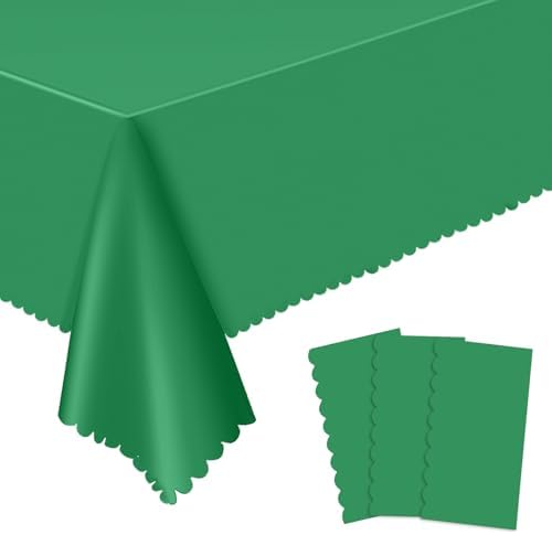 NatNarr 6 Pcs Green Tablecloths Plastic, Scalloped Rectangle Table Cloth by NatNarr