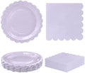 HEIPINIUYE 50 Pcs Light Purple Paper Plates and Napkins Party Supplies Include 7'' Lavender Scalloped Plates and 6.5'' Paper Napkins Disposable Tableware Set for Wedding Birthday Party (Serves 25) by HEIPINIUYE
