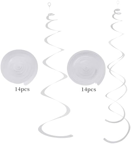 Sliver Ceiling Swirl Foil Decorations Hanging Plastic Streamer Themed Swirl Party for Graduation Celebration, Pack of 28 - Image 3