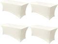 Obstal 6ft Stretch Spandex Table Cover, 4 Pack, Cream by Obstal