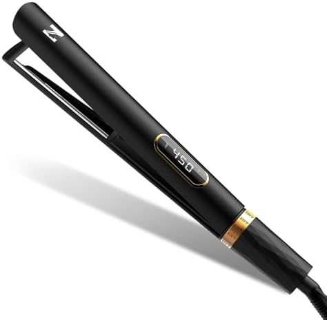 Nicebay Hair Straightener Flat Iron, Titanium Heater Surface, Hair Straightener and Curler, 5 Temp Settings, Fast Heating, Negative Ion, Wide Voltage for Travel, 1 Piece by Nicebay