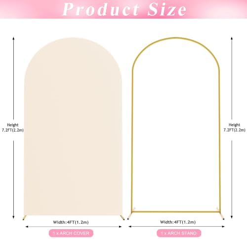 Wokceer 7.2FT Arch Backdrop Stand and Cover Set,Arch Stand with Beige Cover - Image 2