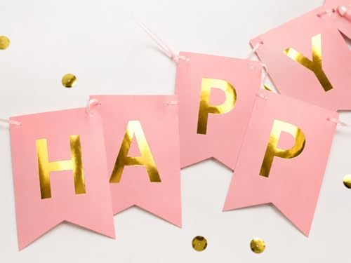 Letjolt Pink Happy Birthday Banner Girls Party Signs 13 Pcs - Image 2