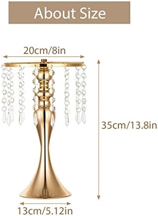Sziqiqi Gold Floral Centerpiece Riser with Crystal Beads, 2Pcs, 13.8in - Image 5
