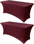 Obstal 4ft Stretch Spandex Table Cover, 2 Pack, Wine Red by Obstal