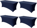 Obstal 6ft Stretch Spandex Table Cover, 4 Pack, Navy Blue by Obstal
