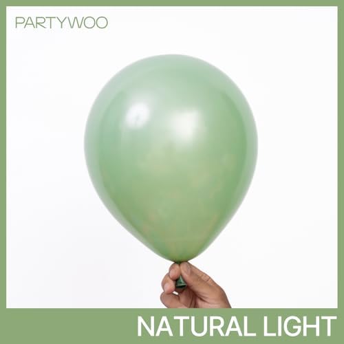 PartyWoo Pearl Light Green Balloons 140pcs Pastel Green Different Sizes - Image 2