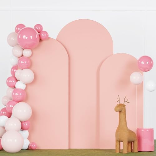 FANPROMS Wedding Arch Cover Dusty Rose 5FT 6FT 7FT Arch Backdrop Cover Set of 3 Spandex Arch Stand Cover Round Top Arch Backdrop Covers Chiara Arched Cover for Bridal Shower Banquet Party Decorations by FANPROMS