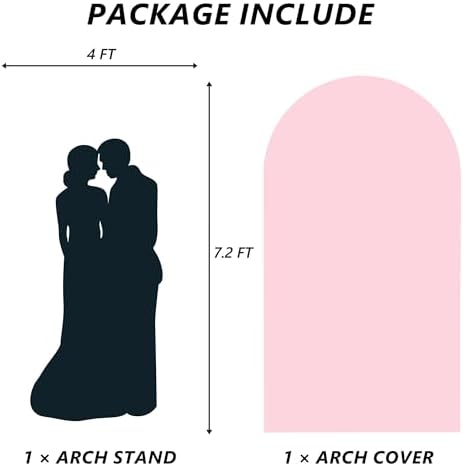 Neatsure Arch Backdrop Stand and Cover Set, 7.2FT Metal Photo Balloon Arch Backdrop Stand for Wedding Birthday Party Baby Shower Ceremony Graduation Decoration, Pink - Image 2