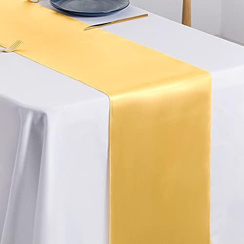 SiinvdaBZX 12 Pcs Gold Satin Table Runner 12 x 108 inches Long - Image 5