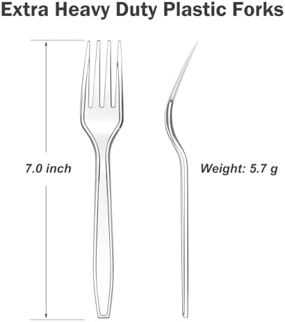 Dealusy 360 Count Extra Heavy Duty Clear Plastic Forks Disposable - Image 2