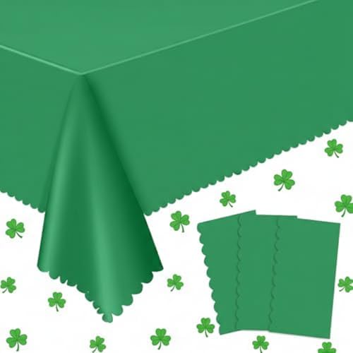 NatNarr Green Tablecloths Plastic, Scalloped Rectangle Table Cloth by NatNarr