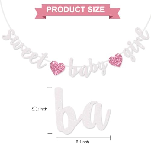 BEISHIDA Pre-Strung Glitter White Pink Girl Baby Banner Baby Shower Decor - Image 3