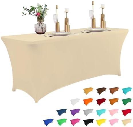 IVAPUPU 4FT Table Cloth for Rectangular Spandex Champagne Table Cover by IVAPUPU