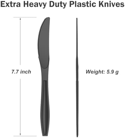 Dealusy 360 Count Extra Heavy Duty Black Plastic Knives Disposable - Image 3
