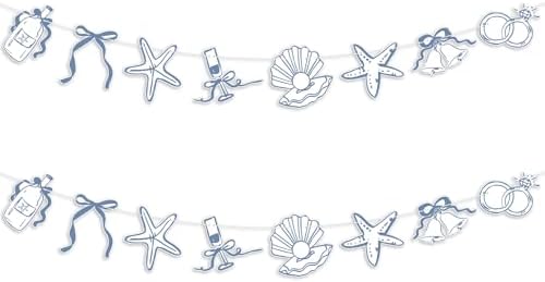 Oudain 2 Pack Seashells and Wedding Bells Garland Last Toast Coast Banner by Oudain