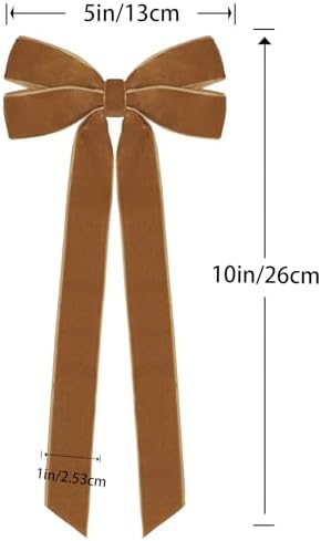 12Pcs Vintage Velvet Ribbon Bows Christmas Tree Decorations,5in x 10in Brown Xmas Ornaments for Tree Home Party Front Door Wreath Holiday Decor - Image 2