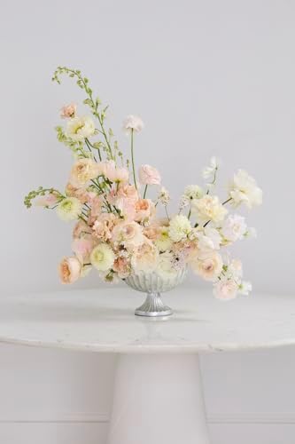 Scallop Metal Compote Bowl | Silver Metal Compote Vase l Distressed Metal Vase l Indoor and Outdoor Compote for Any Event Decoration (8.5"x 6.25") - Image 3