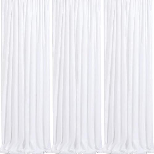 Sparkly Backdrop White Sequin Photo Backdground Curtain 3 Pack 2x8ft by QueenDream