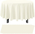16 Pack Ivory Plastic Tablecloths for Round Tables, Premium Decorative Beige Disposable Table Covers for Parties, Round Cream Party Table Cover for Birthday Wedding Baby Shower Graduation, 84 Inch by RAGNHILD