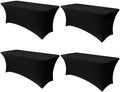 Obstal 8ft Stretch Spandex Table Cover - 4 Pack Universal Rectangular Fitted Tablecloth Protector for Wedding, Banquet and Party, Black by Obstal