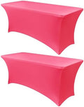 Obstal 6ft Stretch Spandex Table Cover, 2 Pack, Magenta Red by Obstal