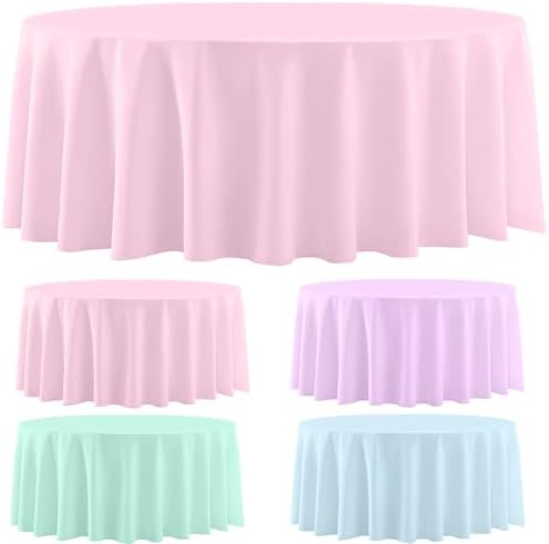 4 Pack Round Pastel Table Cloths for Parties, 84 Inch by BCCSNNM