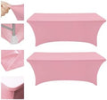 Eurmax USA 2-Pack Rectangular Fitted Spandex Table Covers 6ft Tablecloth Wedding Event Patio Table Decorations Stretch Table Cover for 6ft Folding Table (Hot Pink) by Eurmax