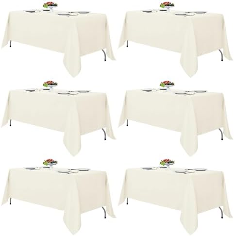 Fitable 6 Pack Ivory Tablecloths 70x120 Inch for 6-8 Ft Rectangle Tables by Fitable
