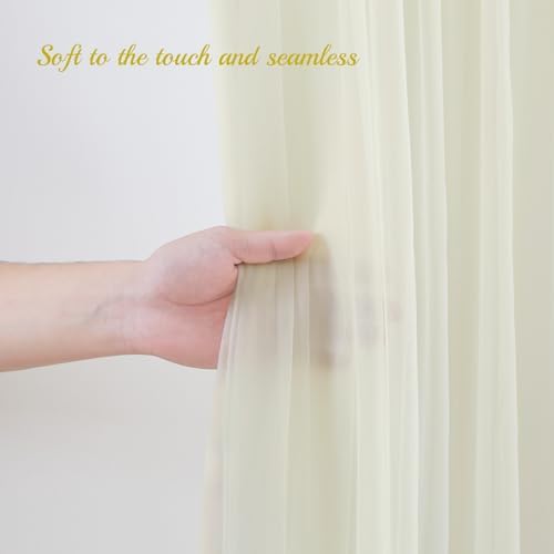 10x8ft Ivory Tulle Backdrop Curtain with Lights String for Parites, Sheer Backdrop Curtains for Wedding Baby Shower Birthday Party Photo Shoot Decorations - Image 6