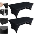 Eurmax USA 2-Pack Spandex Table Cover 4 ft. Fitted 30+ Colors Polyester Tablecloth Stretch Spandex Table Toppers,4 FT Table Cover Open Back (Black) by Eurmax