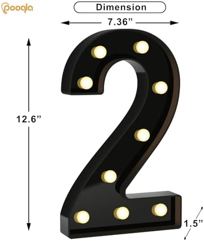 Pooqla 2nd Birthday Decorations for Boys, Large Black Light Up Numbers - Image 4