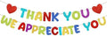 Fulmoon Thank You We Appreciate You Banner Glitter,Colorful by Fulmoon